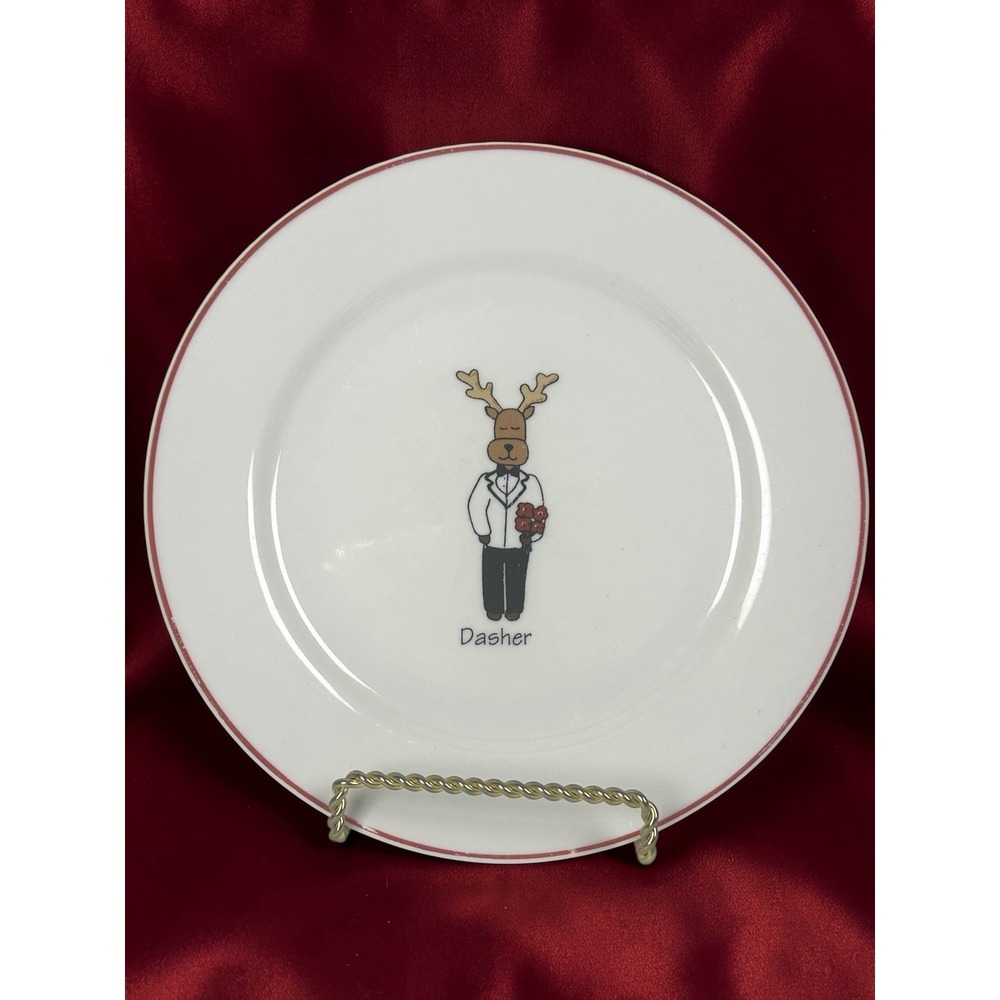 LTD Commodities SANTA'S REINDEER Dasher  8"CHRISTMAS PLATE/SALAD/DESSERT🎄